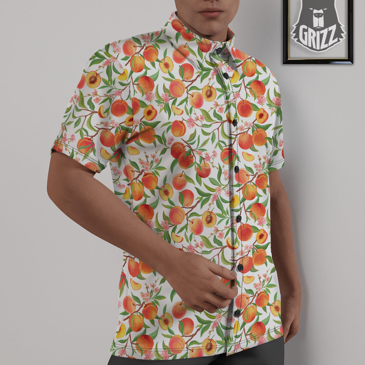 Flower Apricot And Print Pattern Untucked Shirts-grizzshop