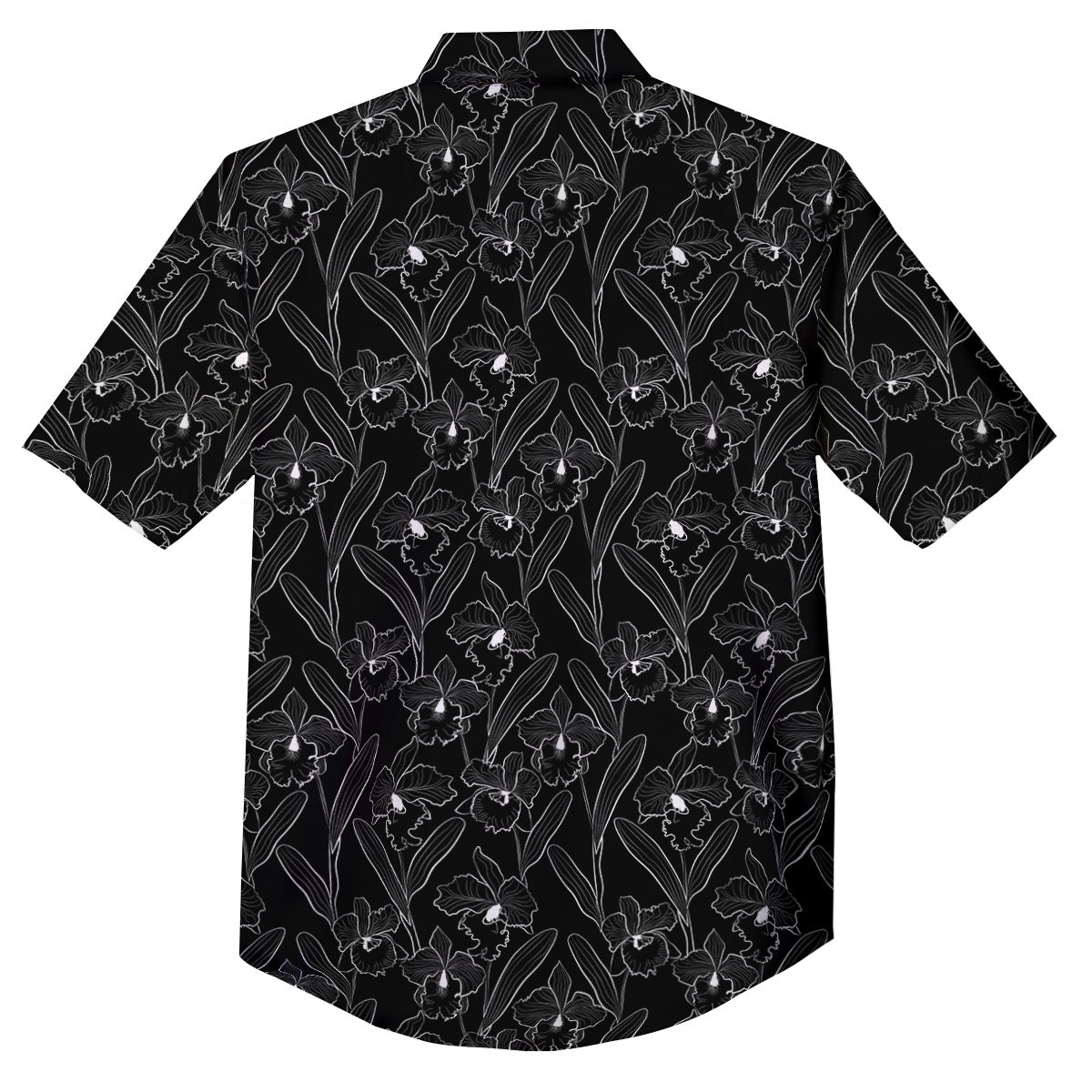Flower Black Cattleya Print Pattern Button Up Shirt-grizzshop