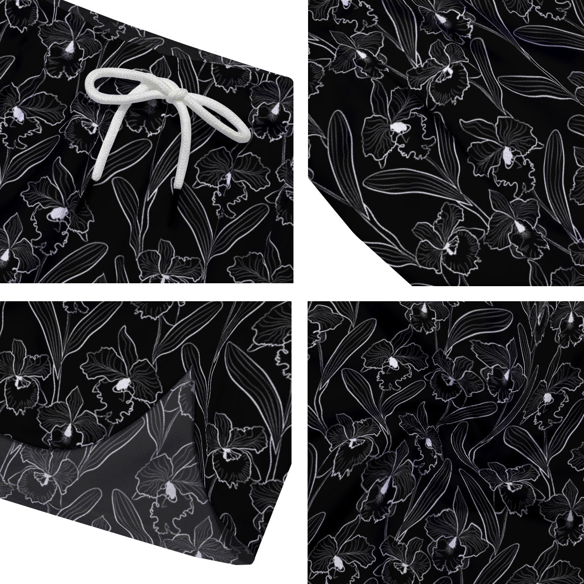 Flower Black Cattleya Print Pattern Men's Running Shorts-grizzshop