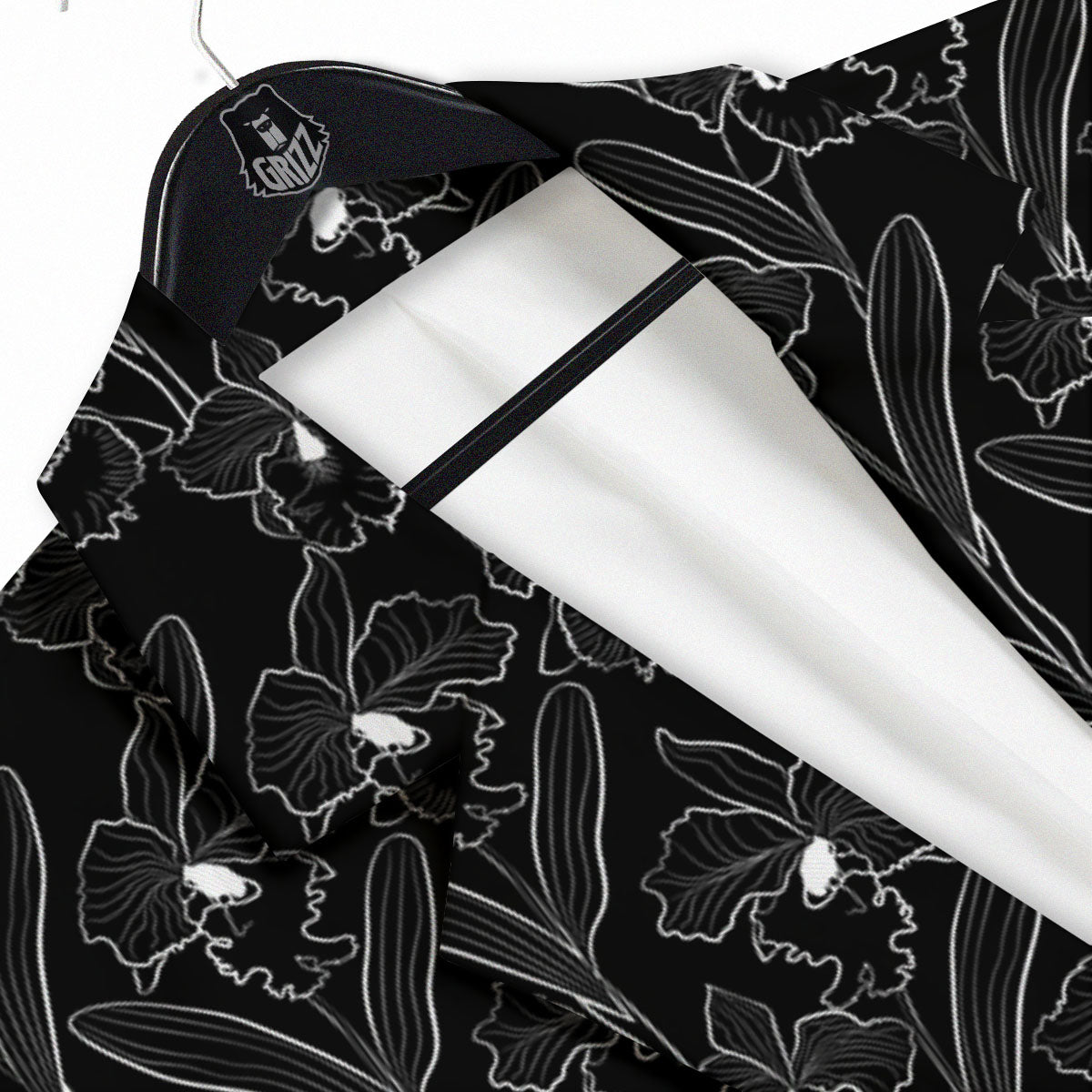 Flower Black Cattleya Print Pattern Men's Sport Coat-grizzshop