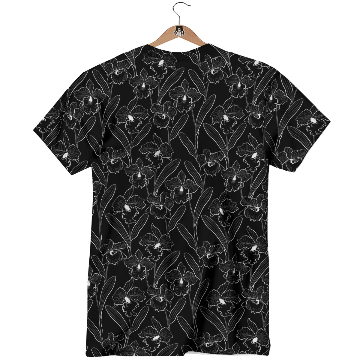 Flower Black Cattleya Print Pattern T-Shirt-grizzshop