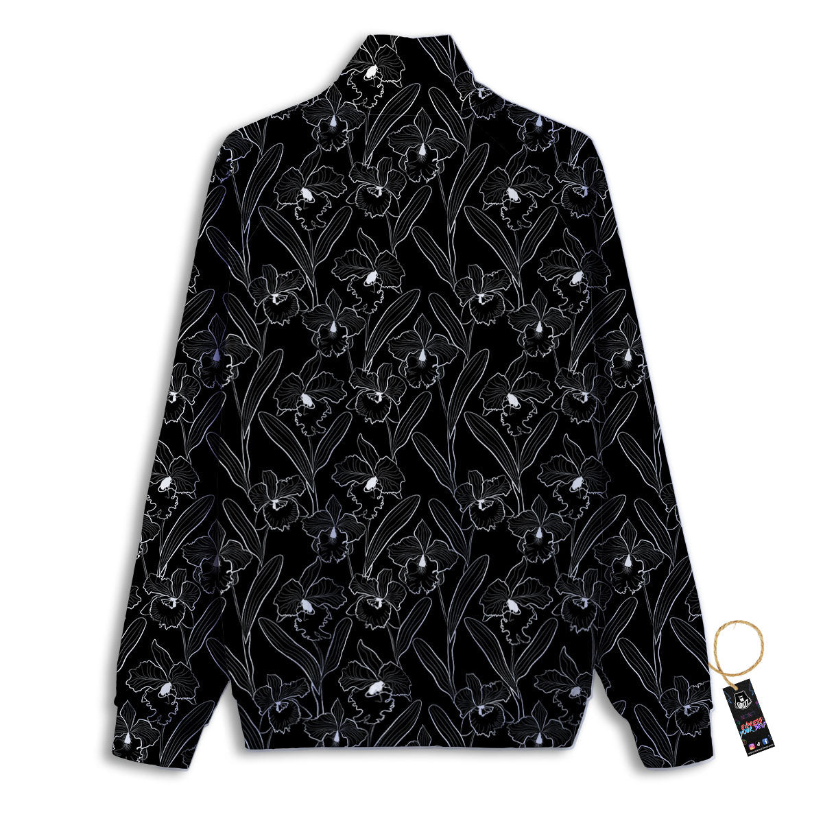 Flower Black Cattleya Print Pattern Track Jacket-grizzshop