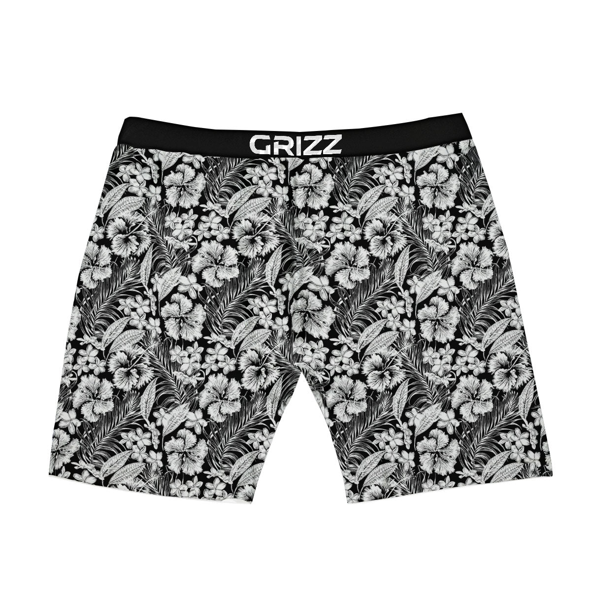 Flower Black Plumeria Print Pattern Boxer Briefs-grizzshop