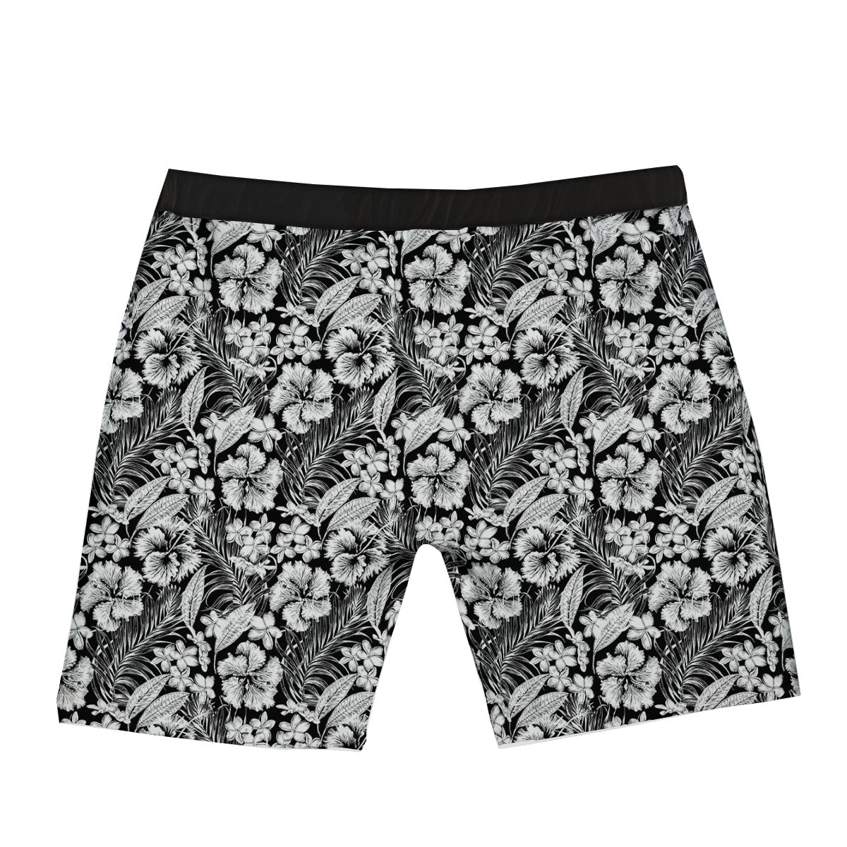 Flower Black Plumeria Print Pattern Boxer Briefs-grizzshop