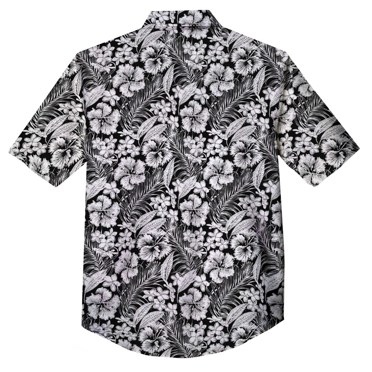 Flower Black Plumeria Print Pattern Button Up Shirt-grizzshop