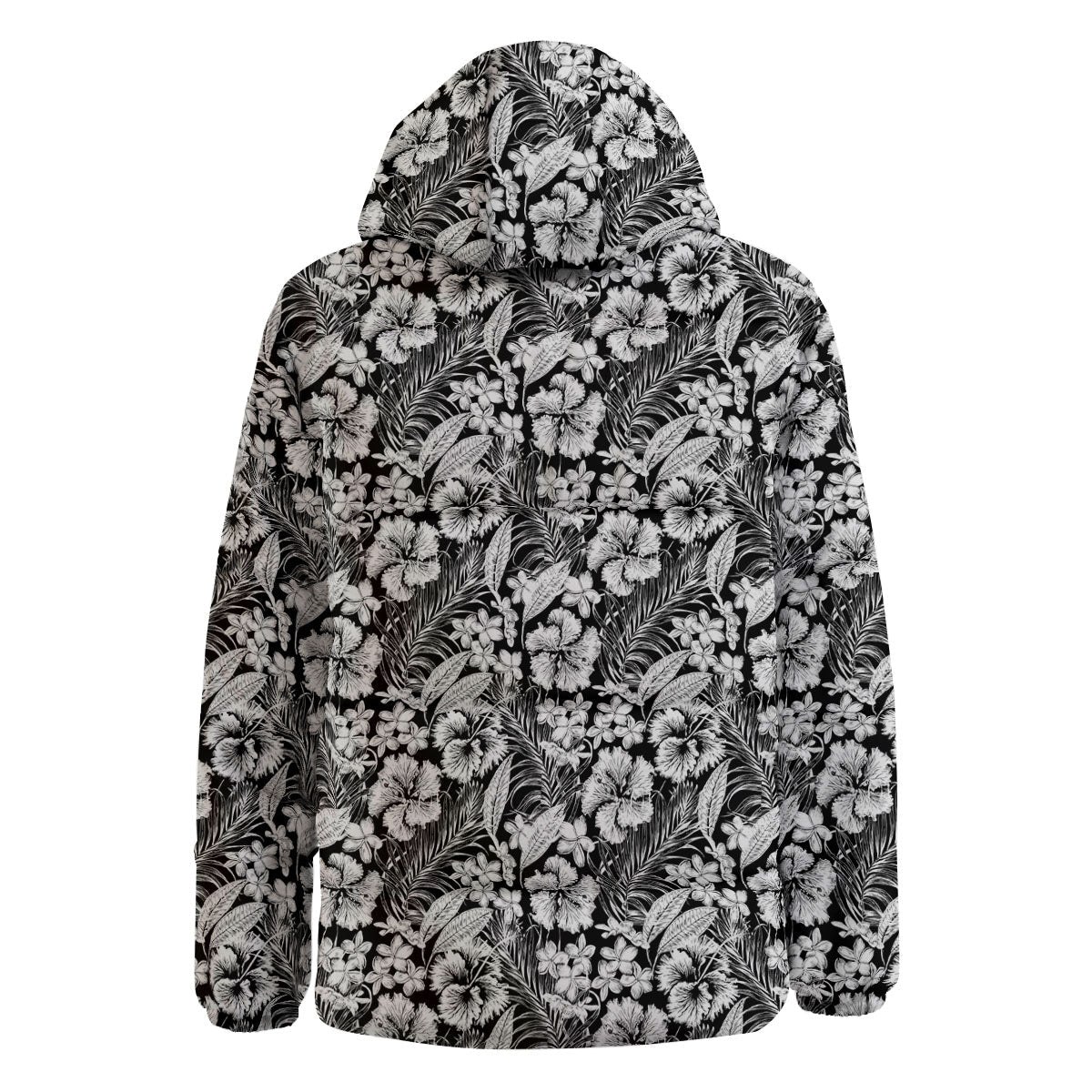 Flower Black Plumeria Print Pattern Down Jacket-grizzshop