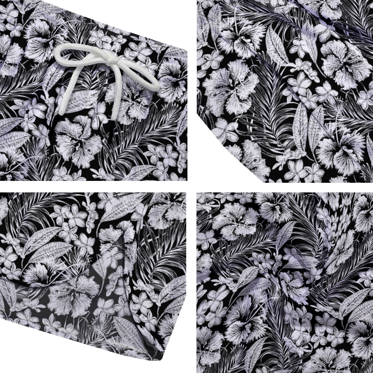 Flower Black Plumeria Print Pattern Men's Running Shorts-grizzshop