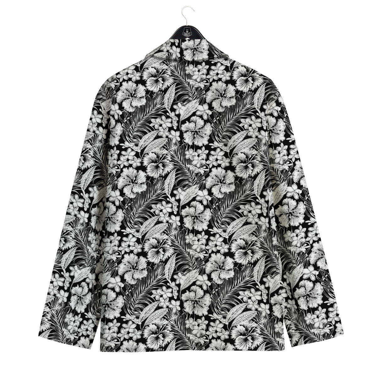 Flower Black Plumeria Print Pattern Men's Sport Coat-grizzshop