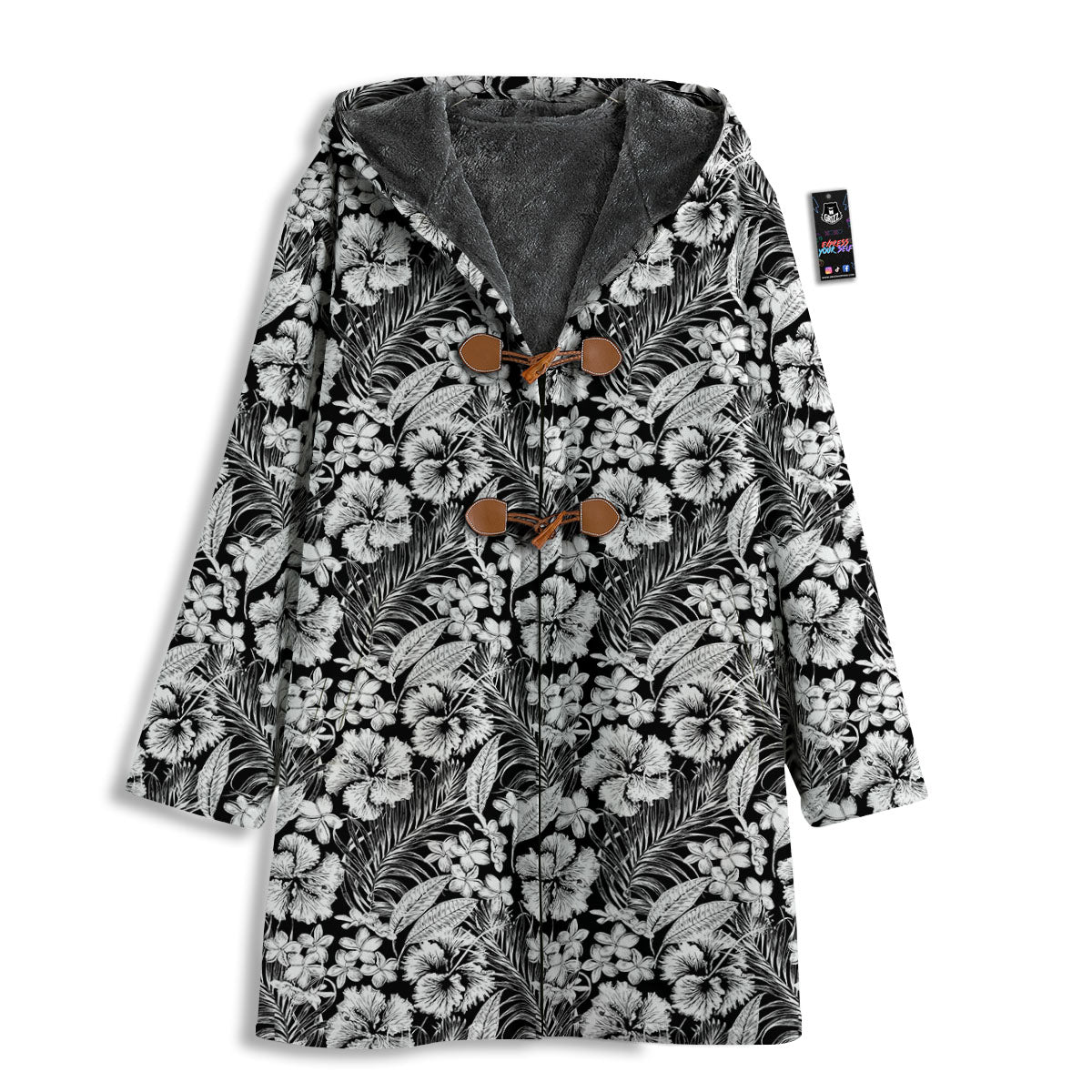 Flower Black Plumeria Print Pattern Men's Windbreaker Jacket-grizzshop