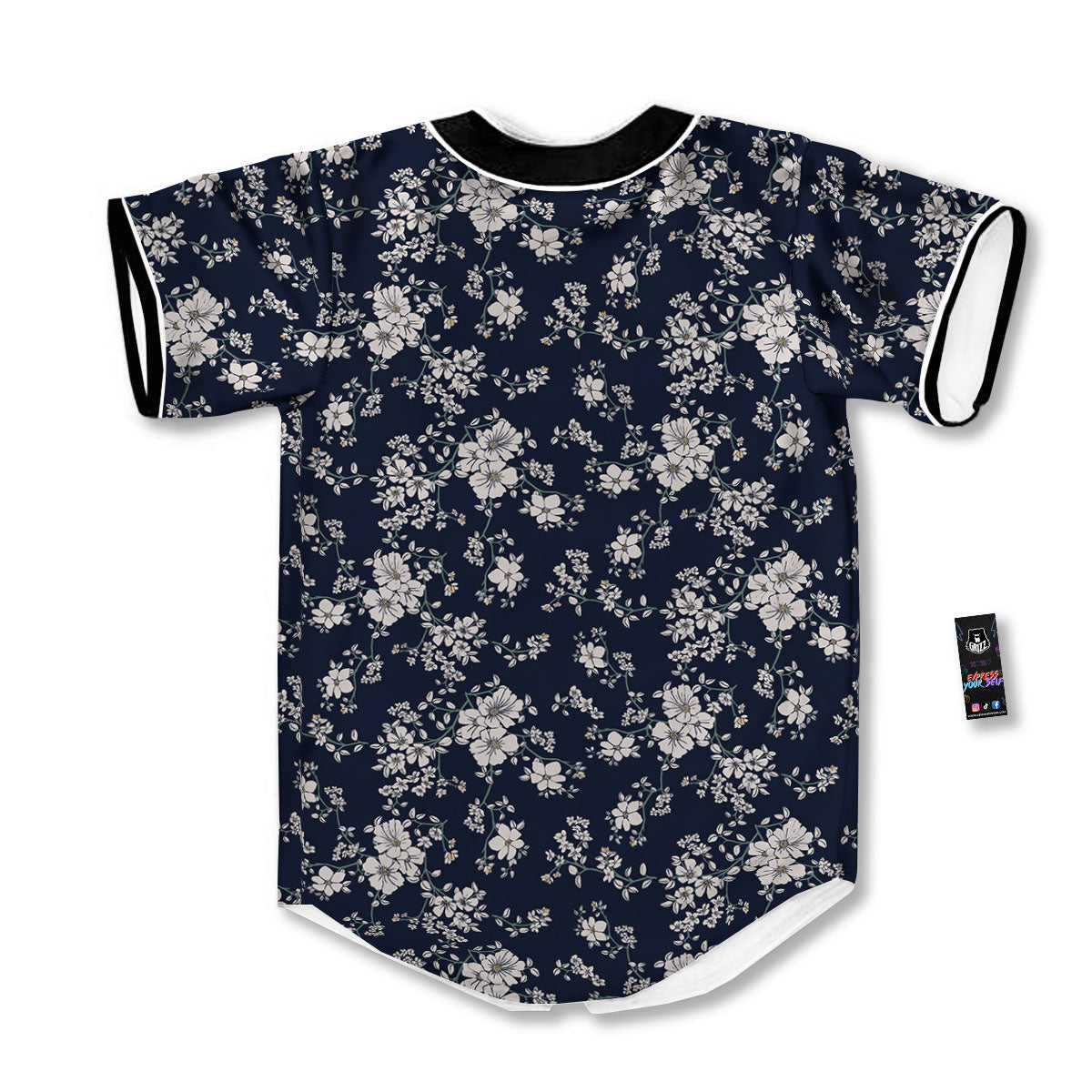 Flower Blossom Floral Print Pattern Baseball Jersey-grizzshop
