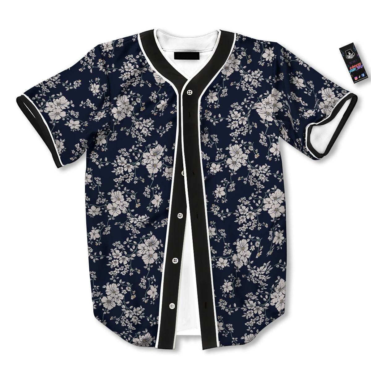 Flower Blossom Floral Print Pattern Baseball Jersey-grizzshop