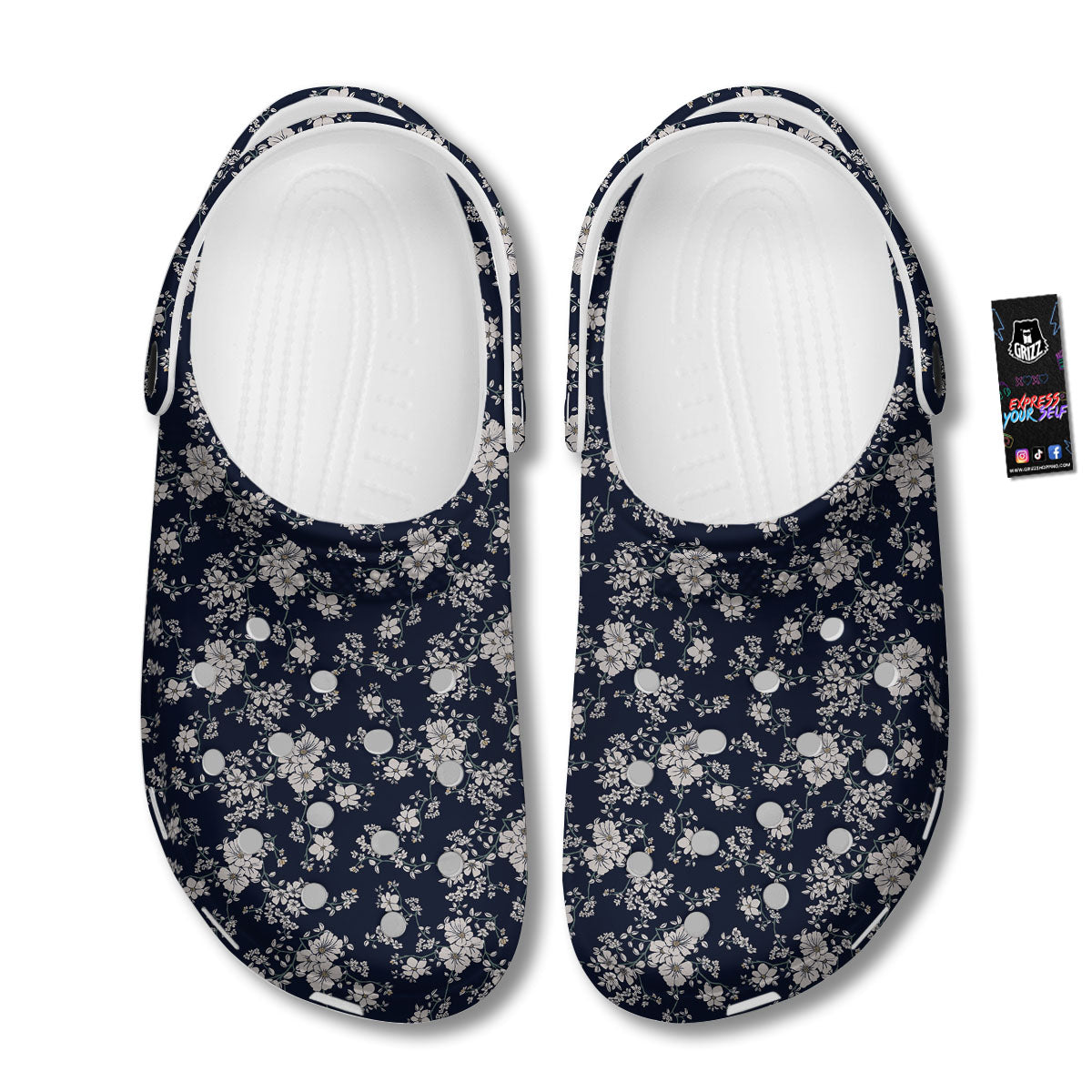 Flower Blossom Floral Print Pattern Clog-grizzshop