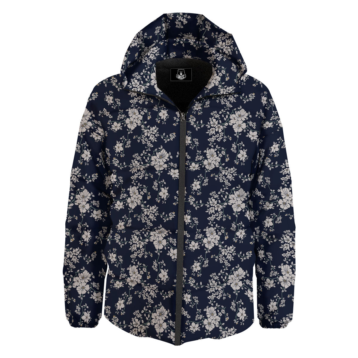 Flower Blossom Floral Print Pattern Down Jacket-grizzshop