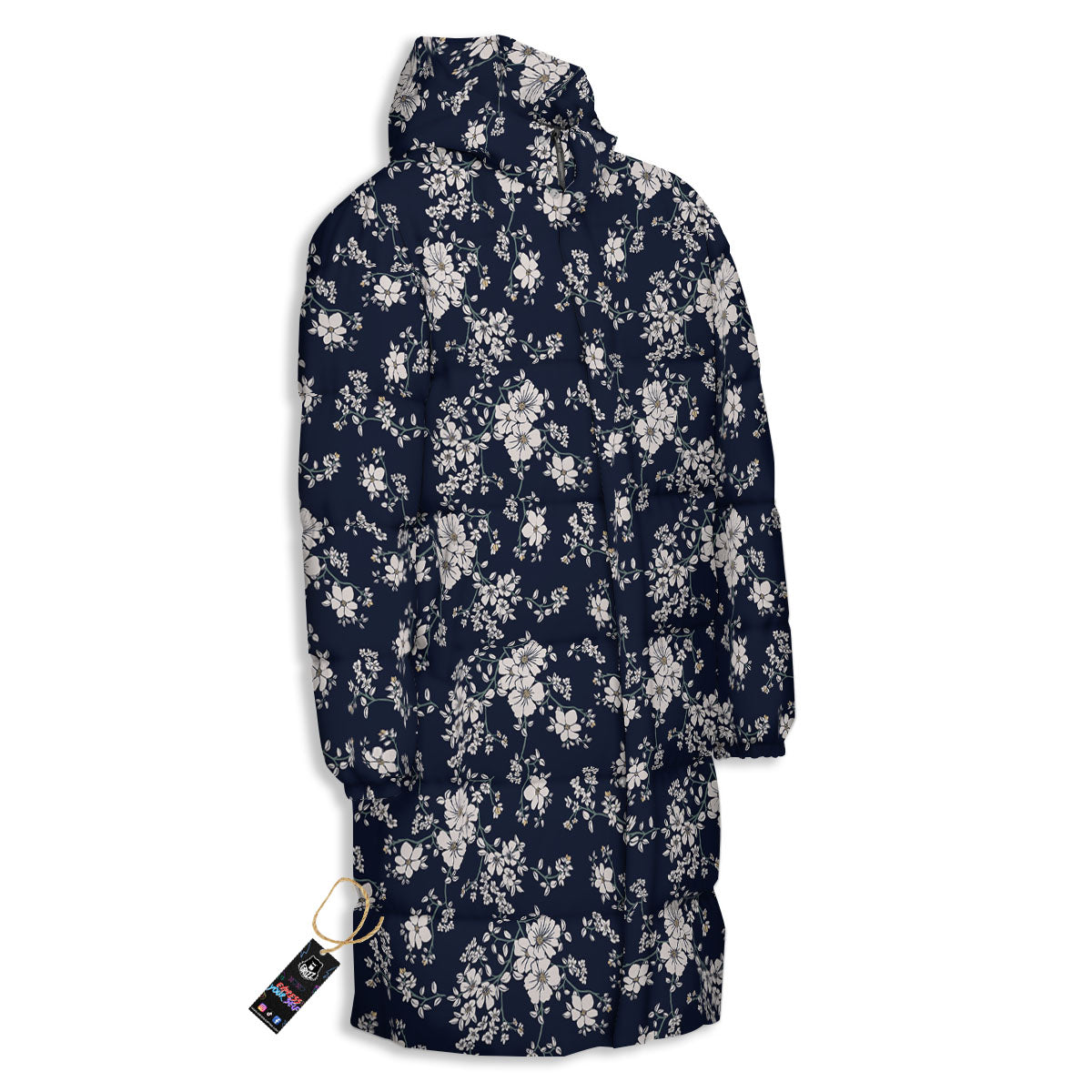 Flower Blossom Floral Print Pattern Long Down Jacket-grizzshop