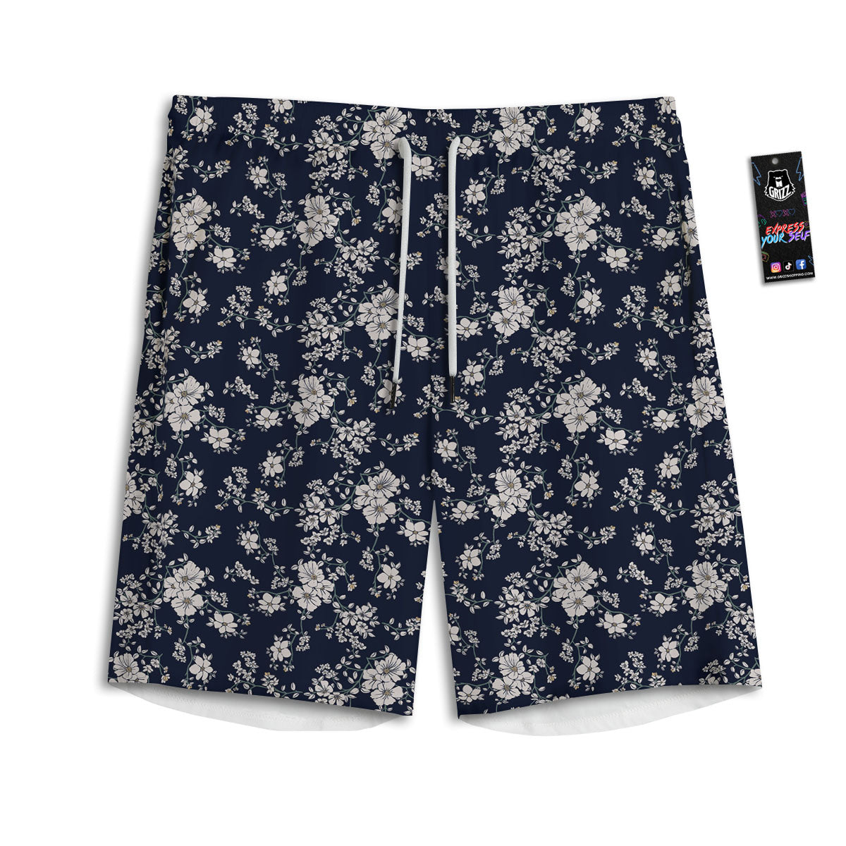 Flower Blossom Floral Print Pattern Men's Athletic Shorts