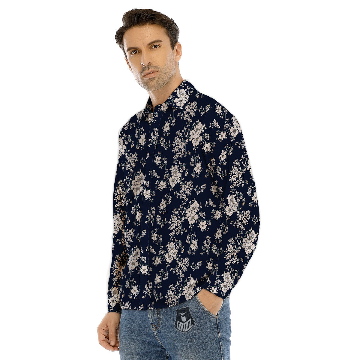 Flower Blossom Floral Print Pattern Men's Dress Shirts-grizzshop