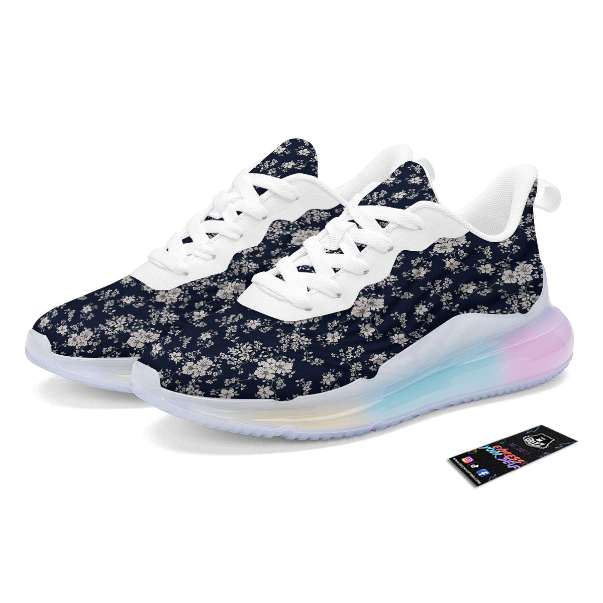 Flower Blossom Floral Print Pattern Running Sneakers-grizzshop