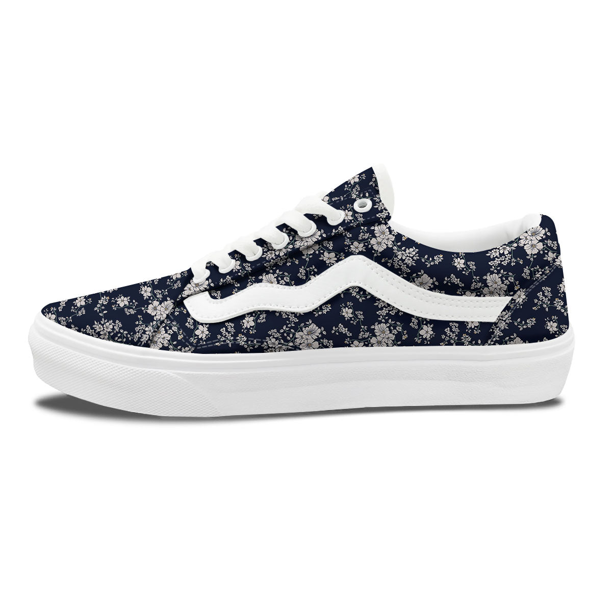 Flower Blossom Floral Print Pattern Skate Shoes-grizzshop