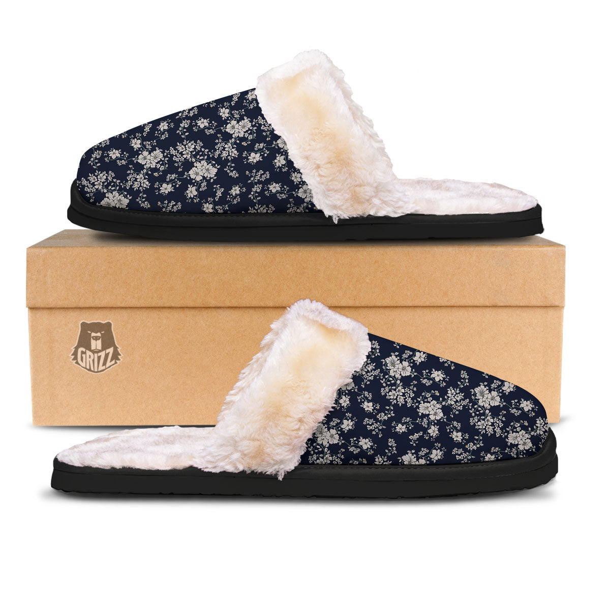 Flower Blossom Floral Print Pattern Slippers-grizzshop