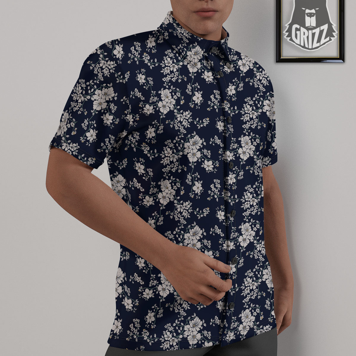 Flower Blossom Floral Print Pattern Untucked Shirts-grizzshop