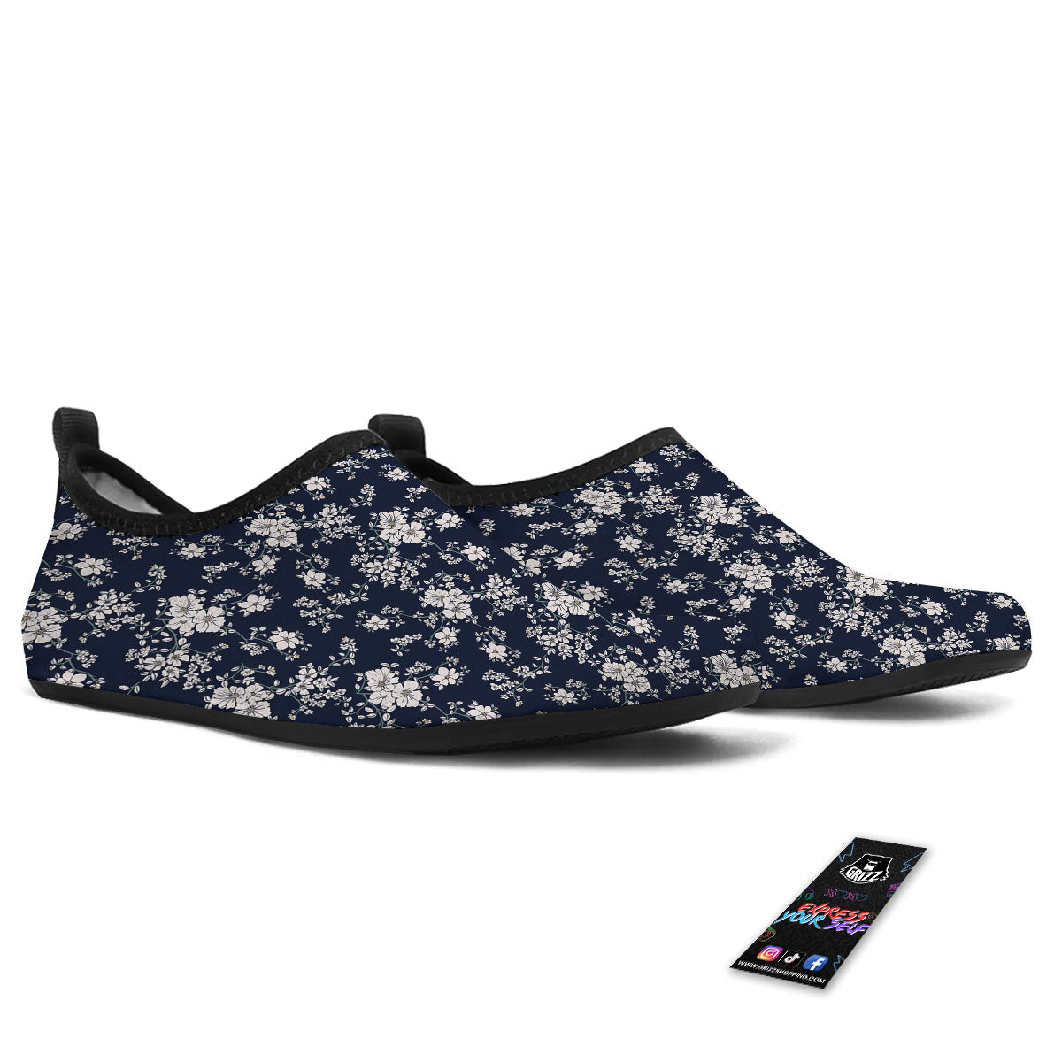 Flower Blossom Floral Print Pattern Water Shoes-grizzshop