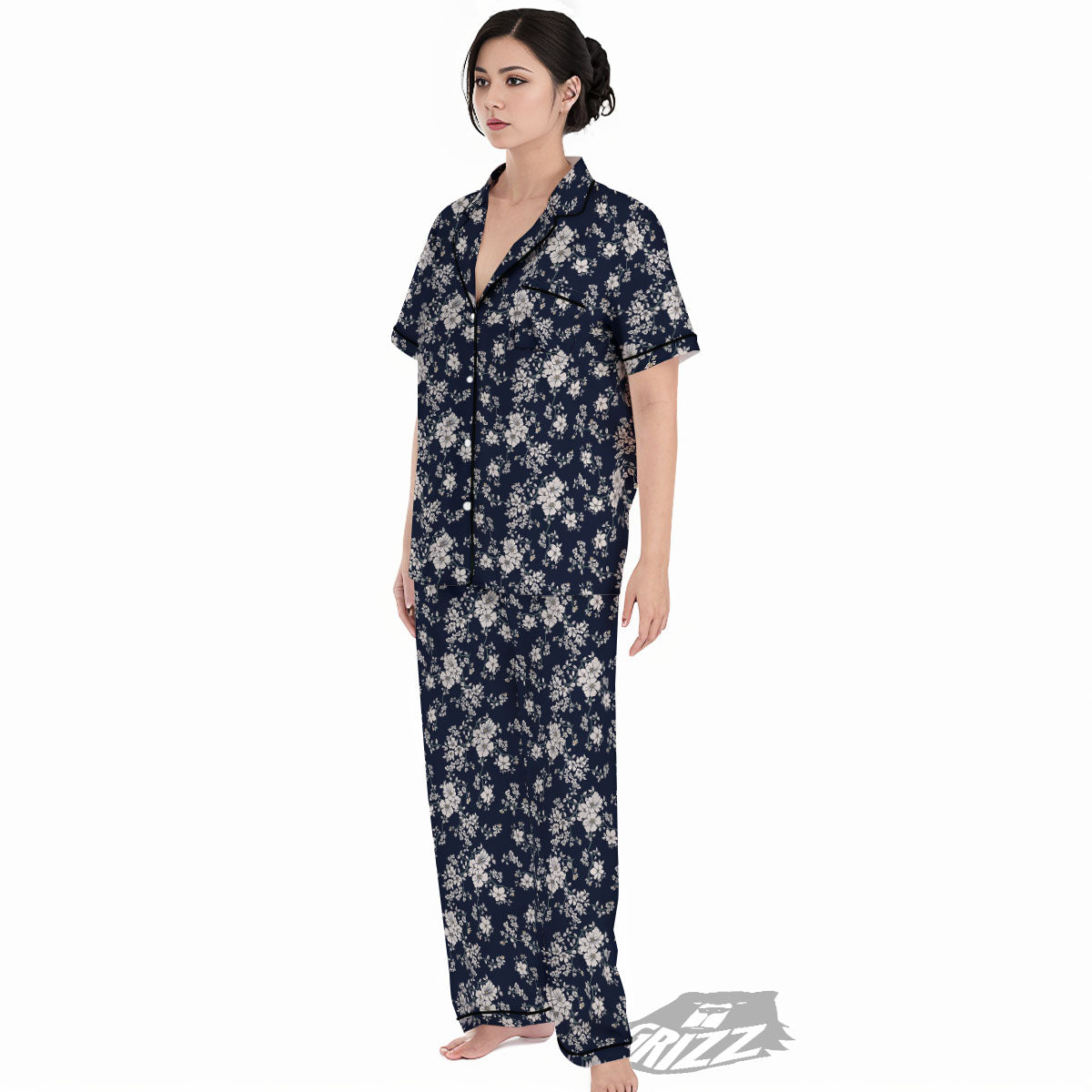 Flower Blossom Floral Print Pattern Women's Pajamas Set-grizzshop