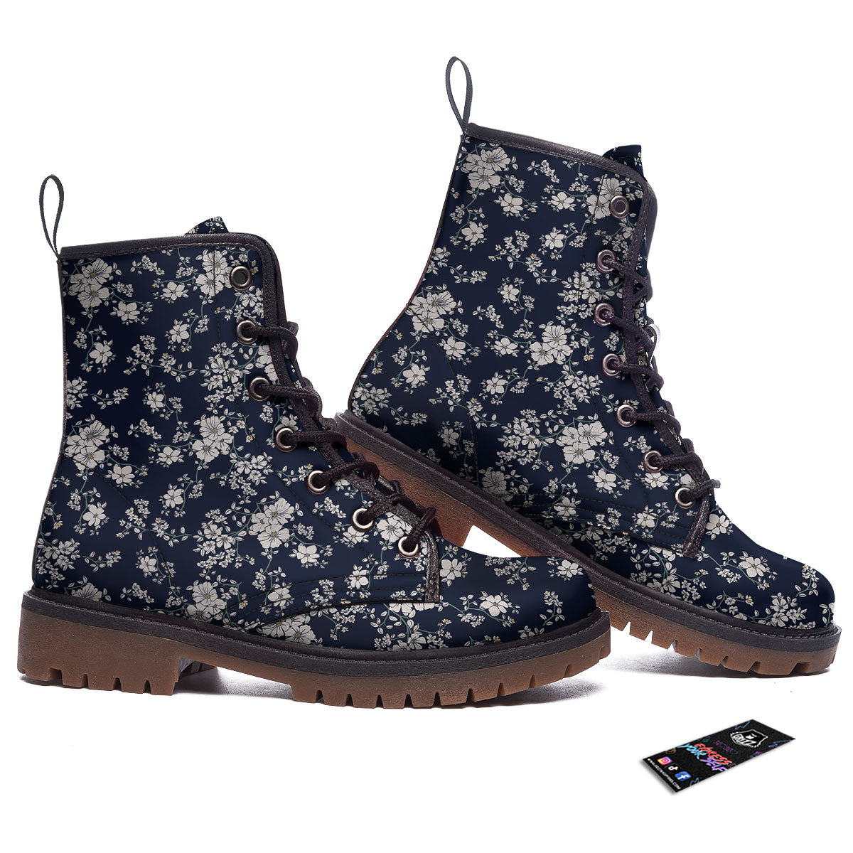 Flower Blossom Floral Print Pattern Work Boots-grizzshop