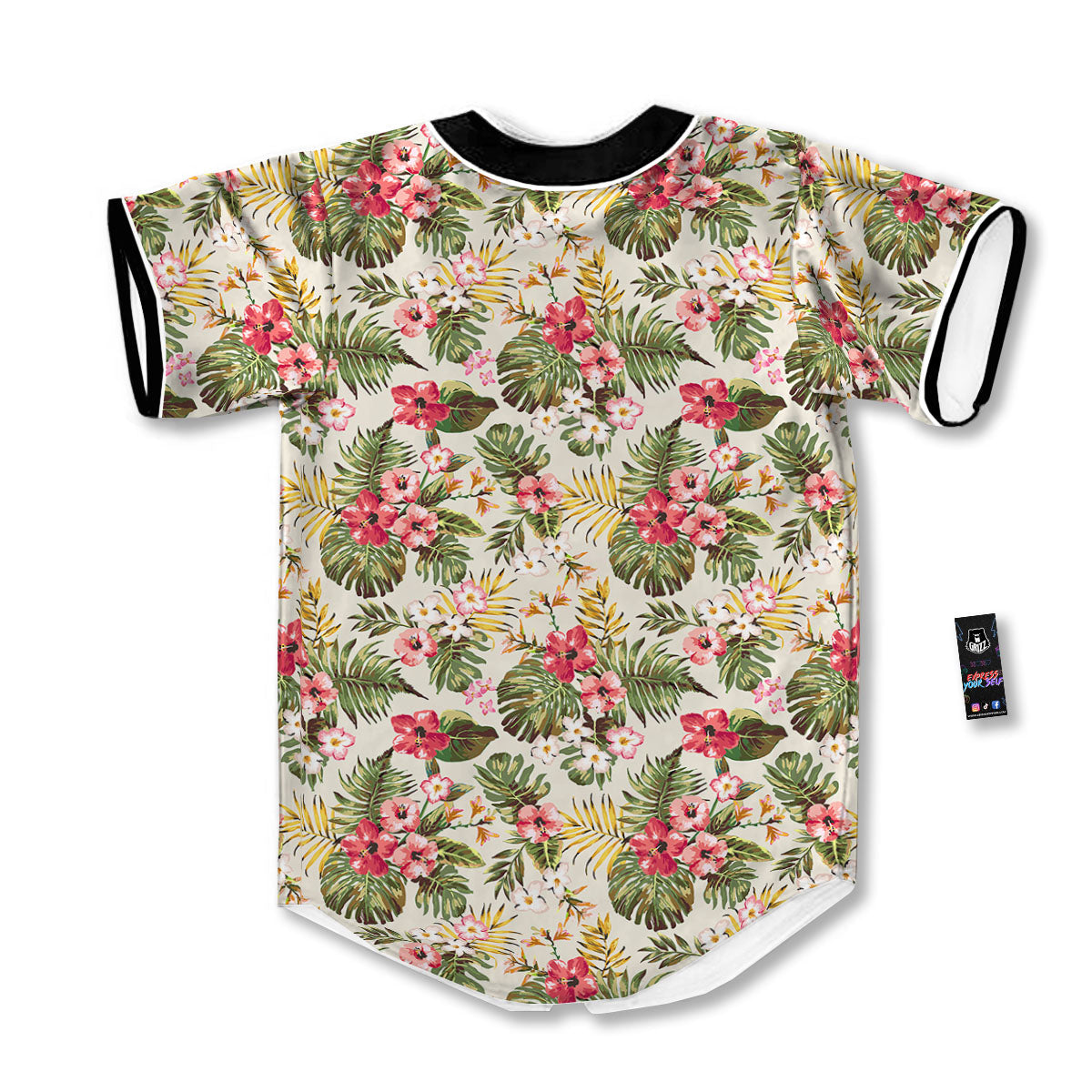Flower Blossom Tropical Print Pattern Baseball Jersey-grizzshop