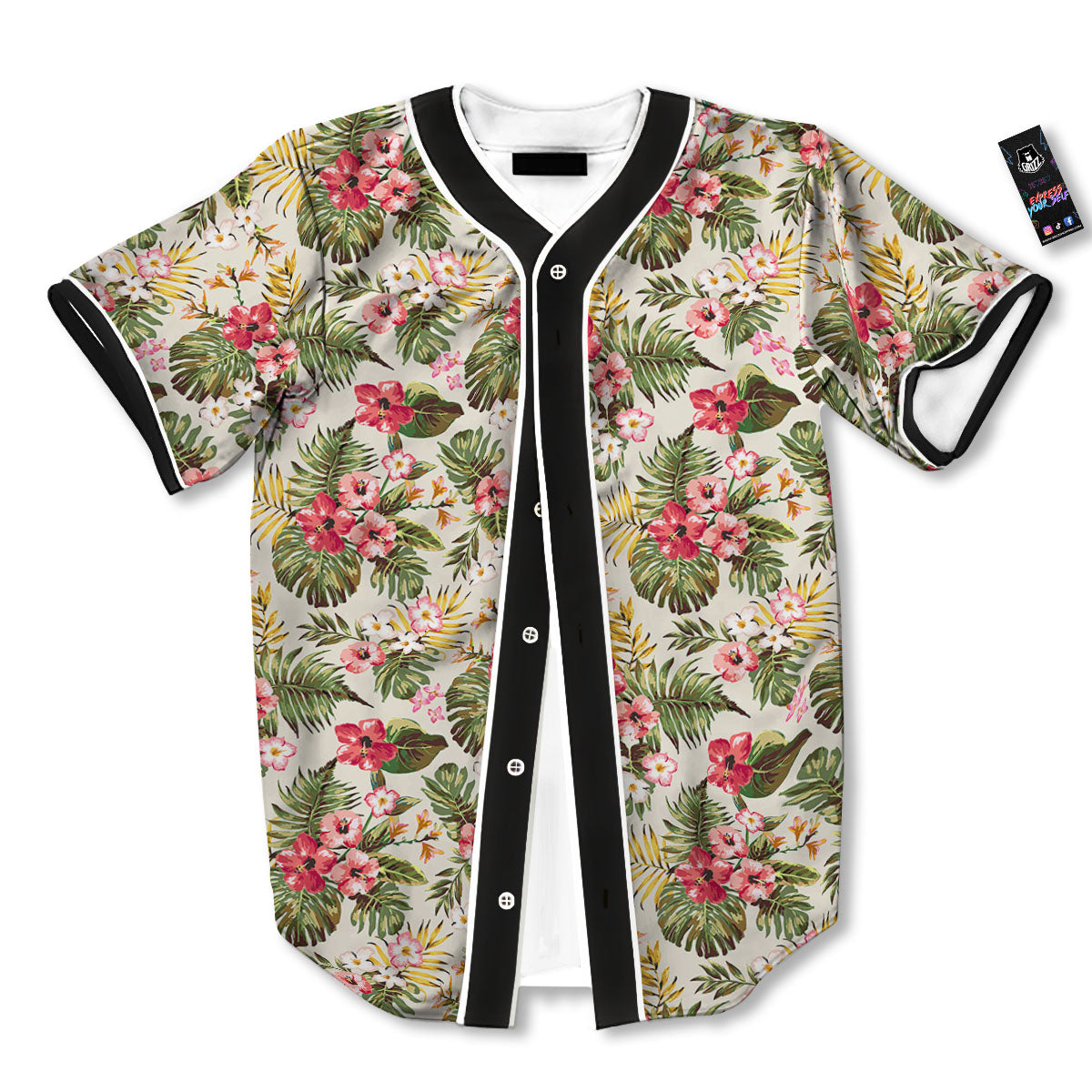 Flower Blossom Tropical Print Pattern Baseball Jersey-grizzshop