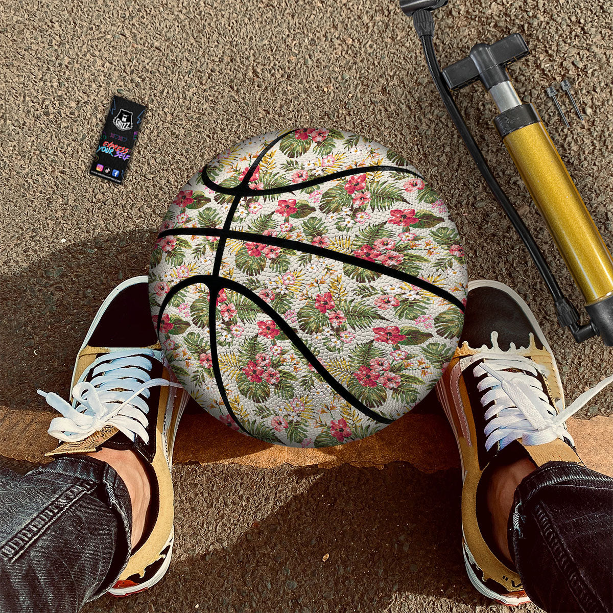 Flower Blossom Tropical Print Pattern Basketball-grizzshop