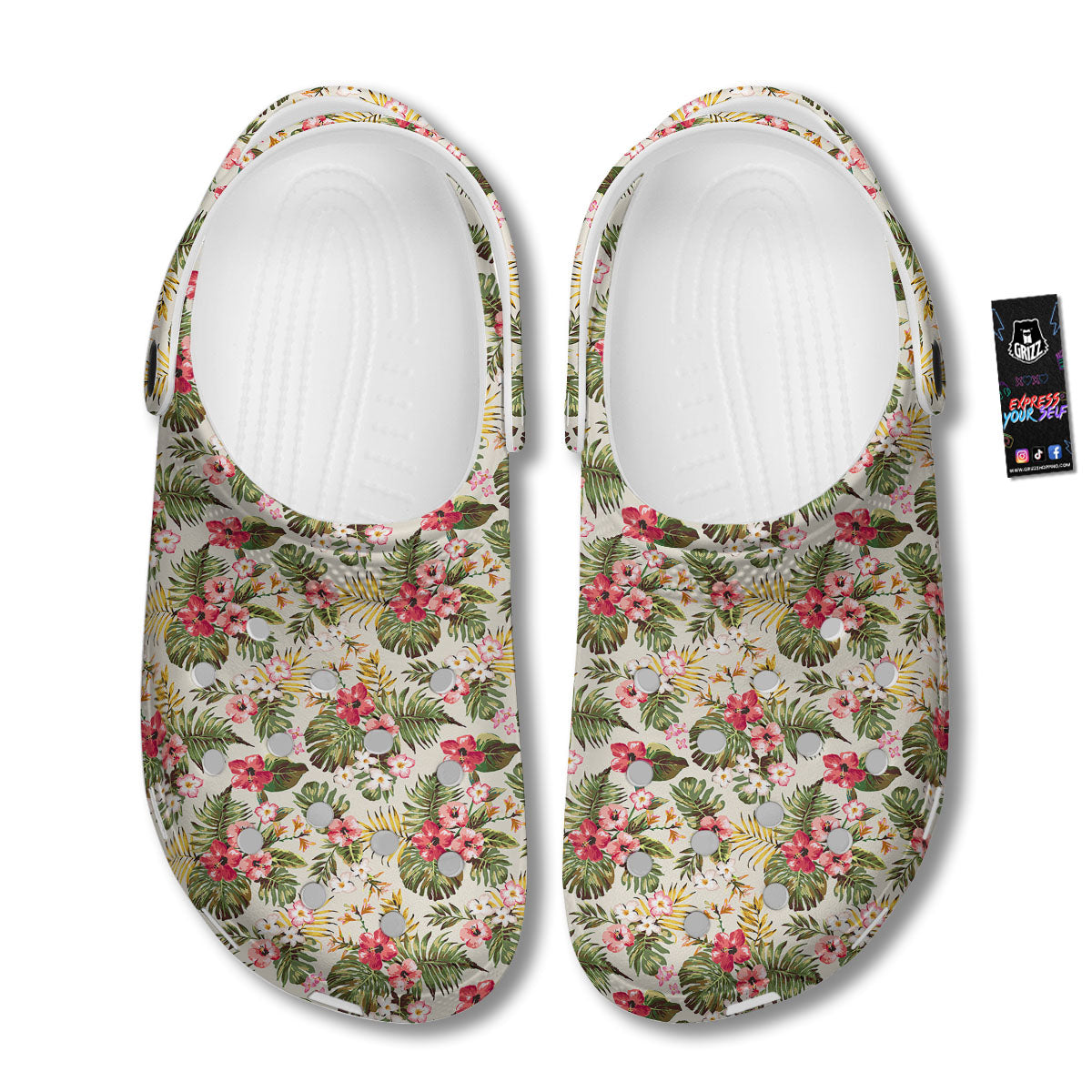 Flower Blossom Tropical Print Pattern Clog-grizzshop