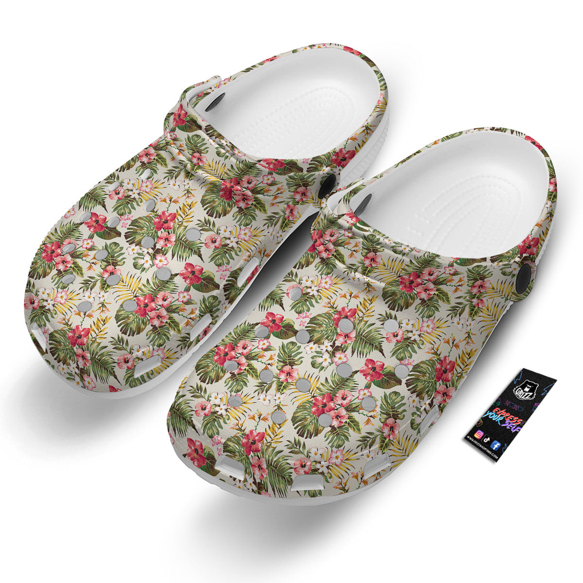 Flower Blossom Tropical Print Pattern Clog-grizzshop