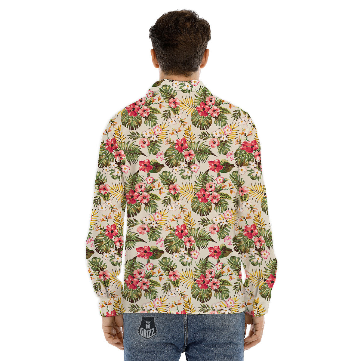 Flower Blossom Tropical Print Pattern Men's Dress Shirts-grizzshop