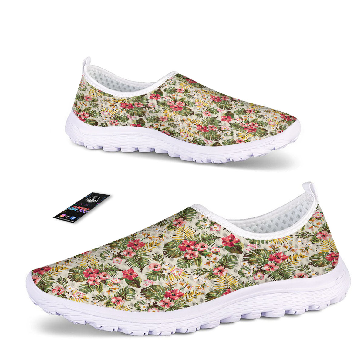Flower Blossom Tropical Print Pattern Nurse Shoes-grizzshop
