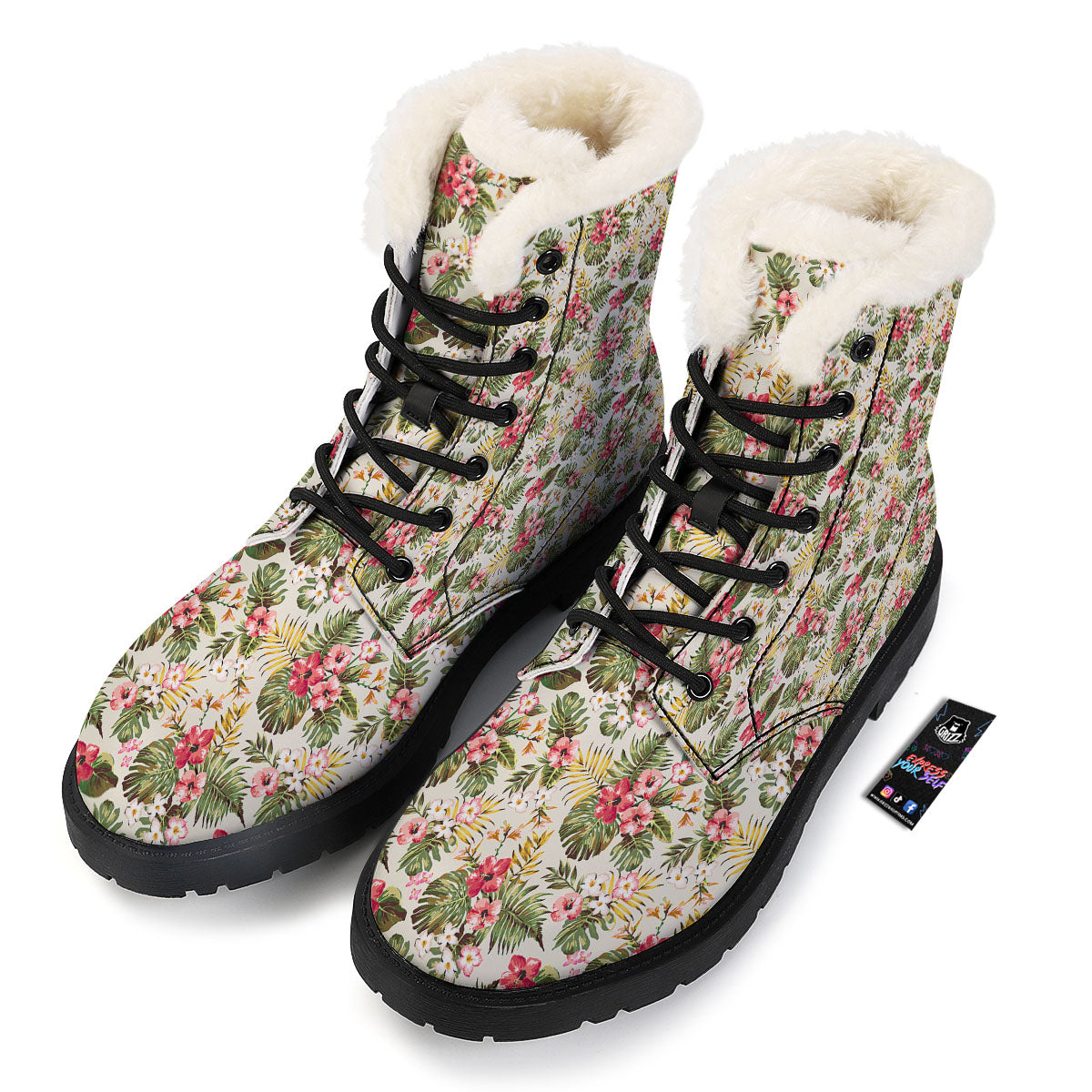 Flower Blossom Tropical Print Pattern Winter Boots-grizzshop