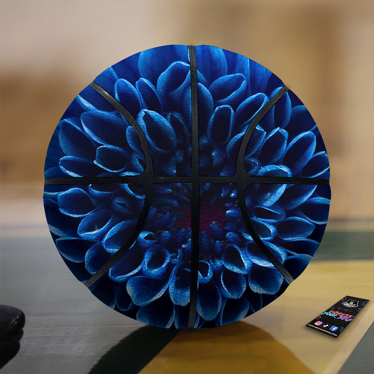 Flower Blue Chrysanthemum Print Basketball-grizzshop