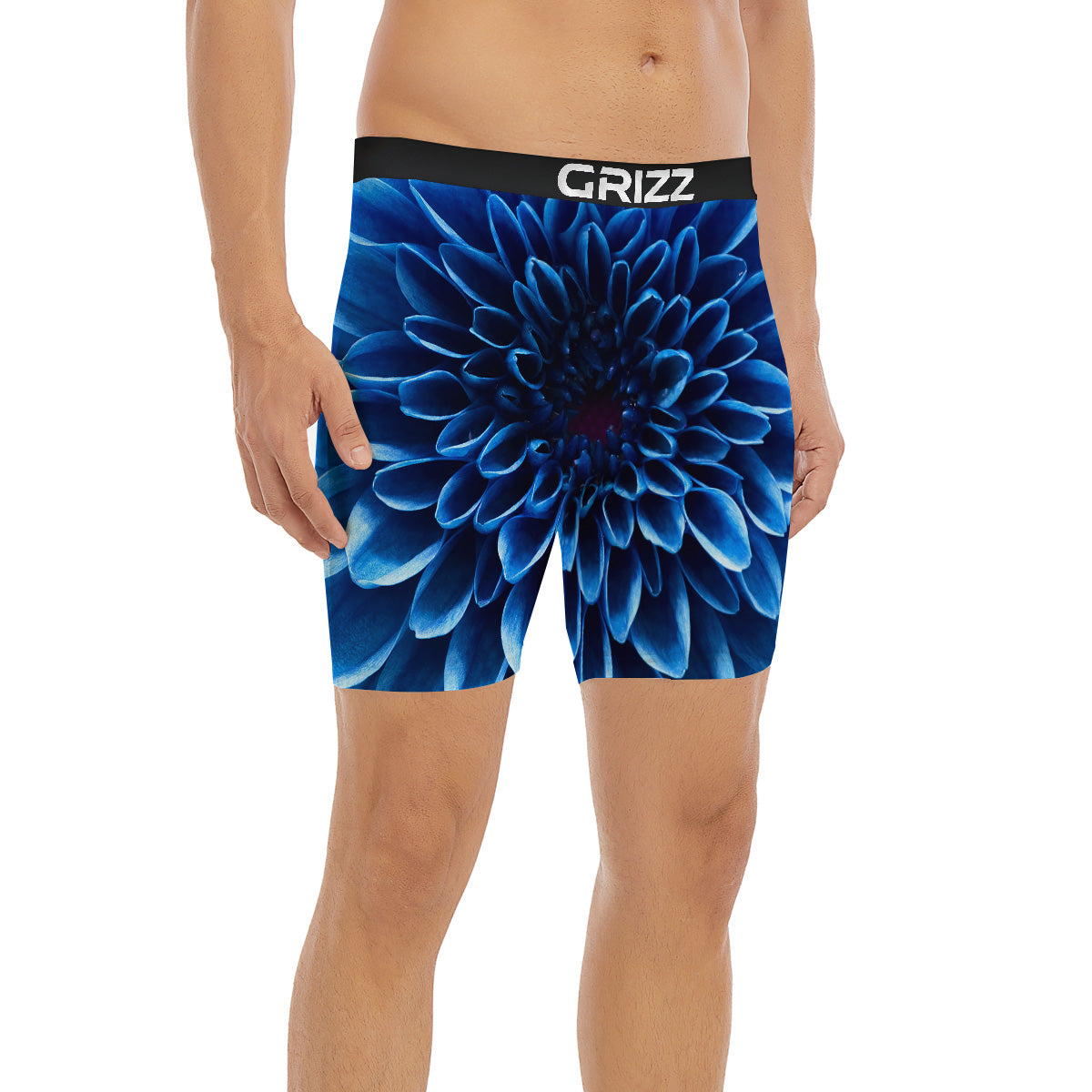 Flower Blue Chrysanthemum Print Boxer Briefs-grizzshop