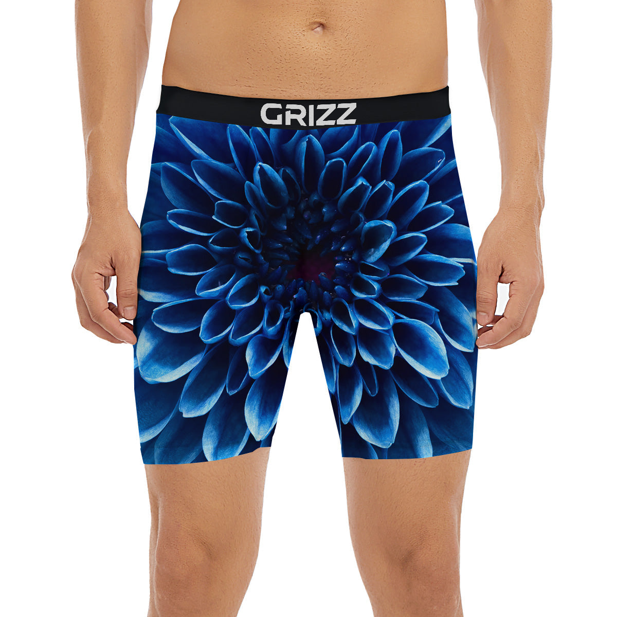 Flower Blue Chrysanthemum Print Boxer Briefs-grizzshop