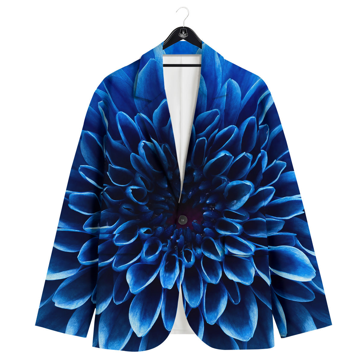 Flower Blue Chrysanthemum Print Men's Sport Coat-grizzshop