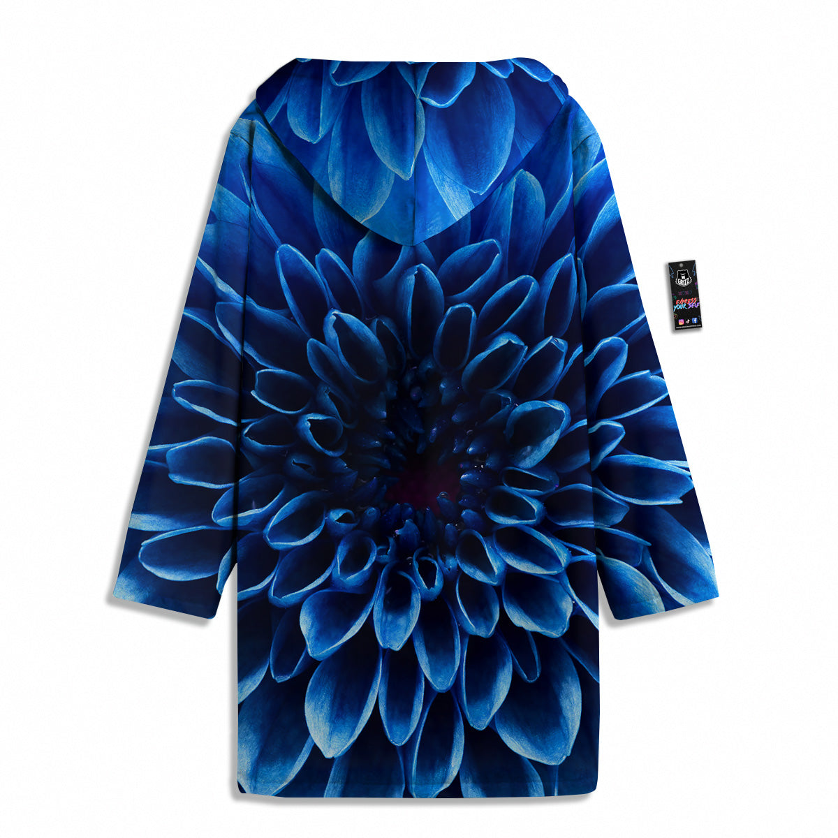 Flower Blue Chrysanthemum Print Men's Windbreaker Jacket-grizzshop