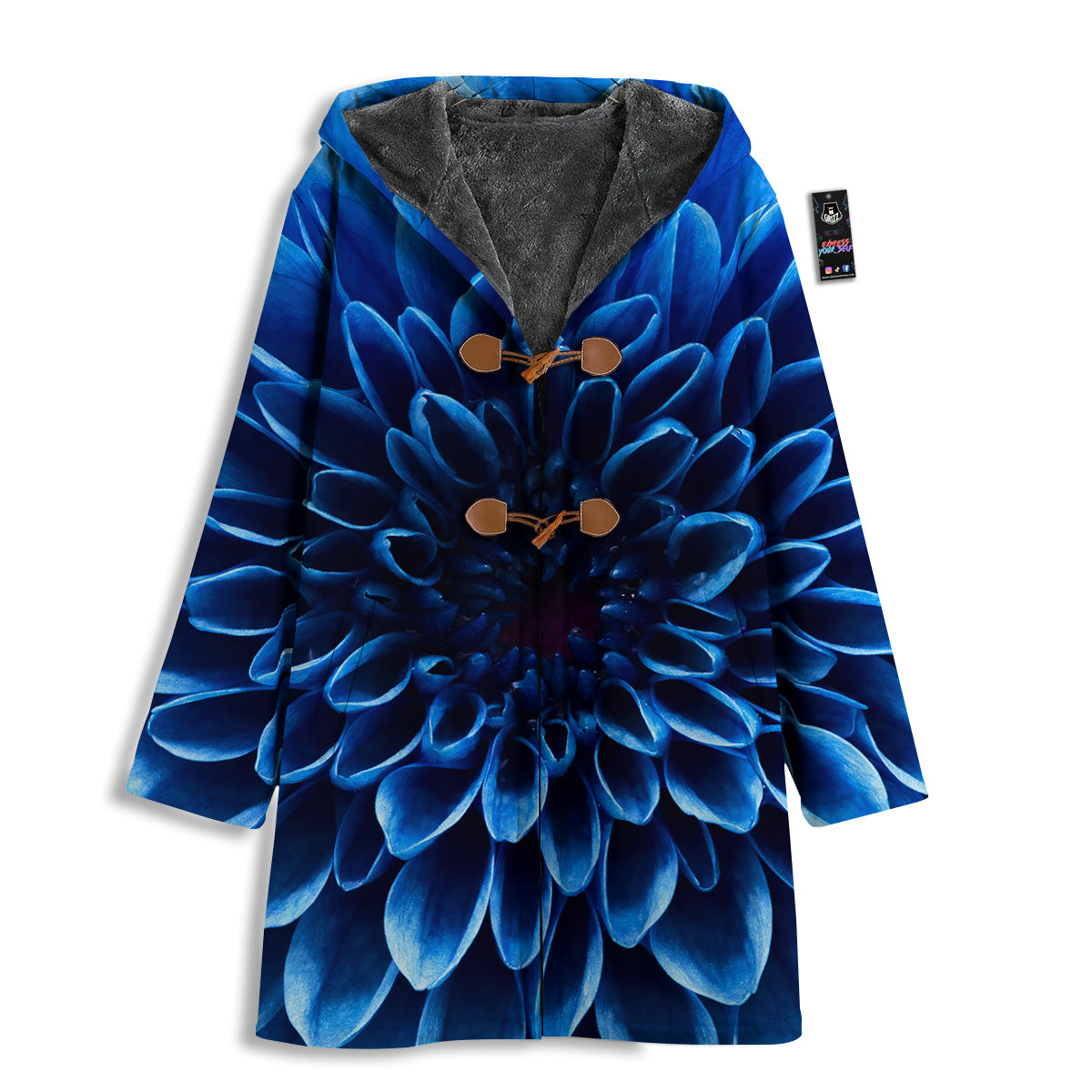 Flower Blue Chrysanthemum Print Men's Windbreaker Jacket-grizzshop