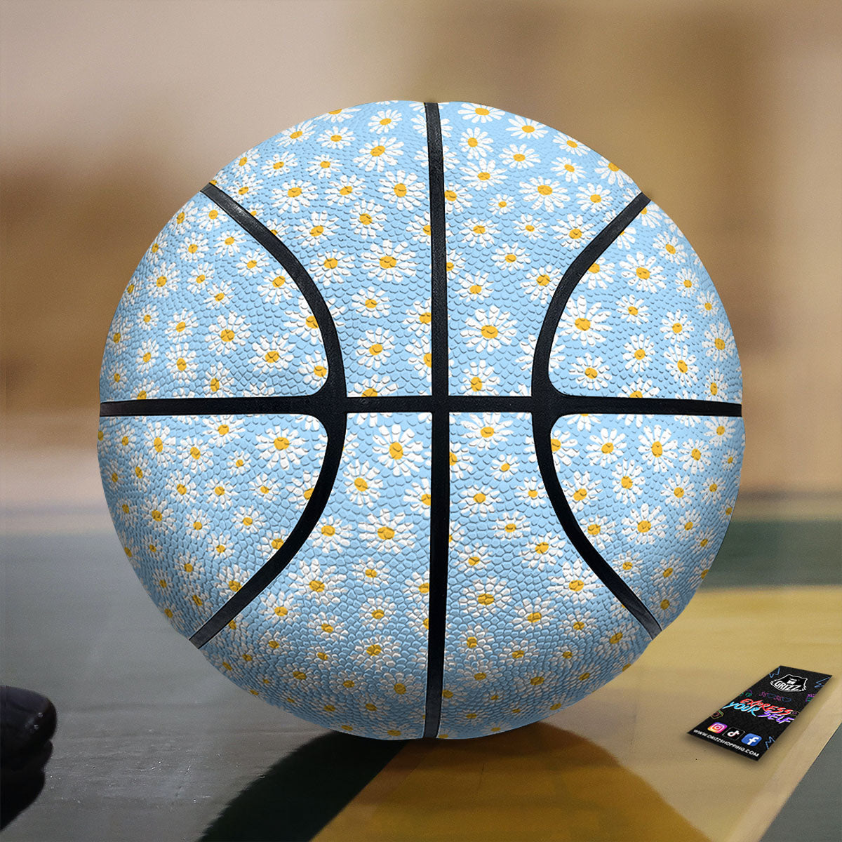 Flower Blue Daisy Print Pattern Basketball-grizzshop
