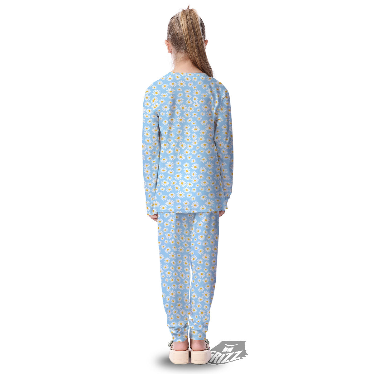 Flower Blue Daisy Print Pattern Kid's Pajamas-grizzshop