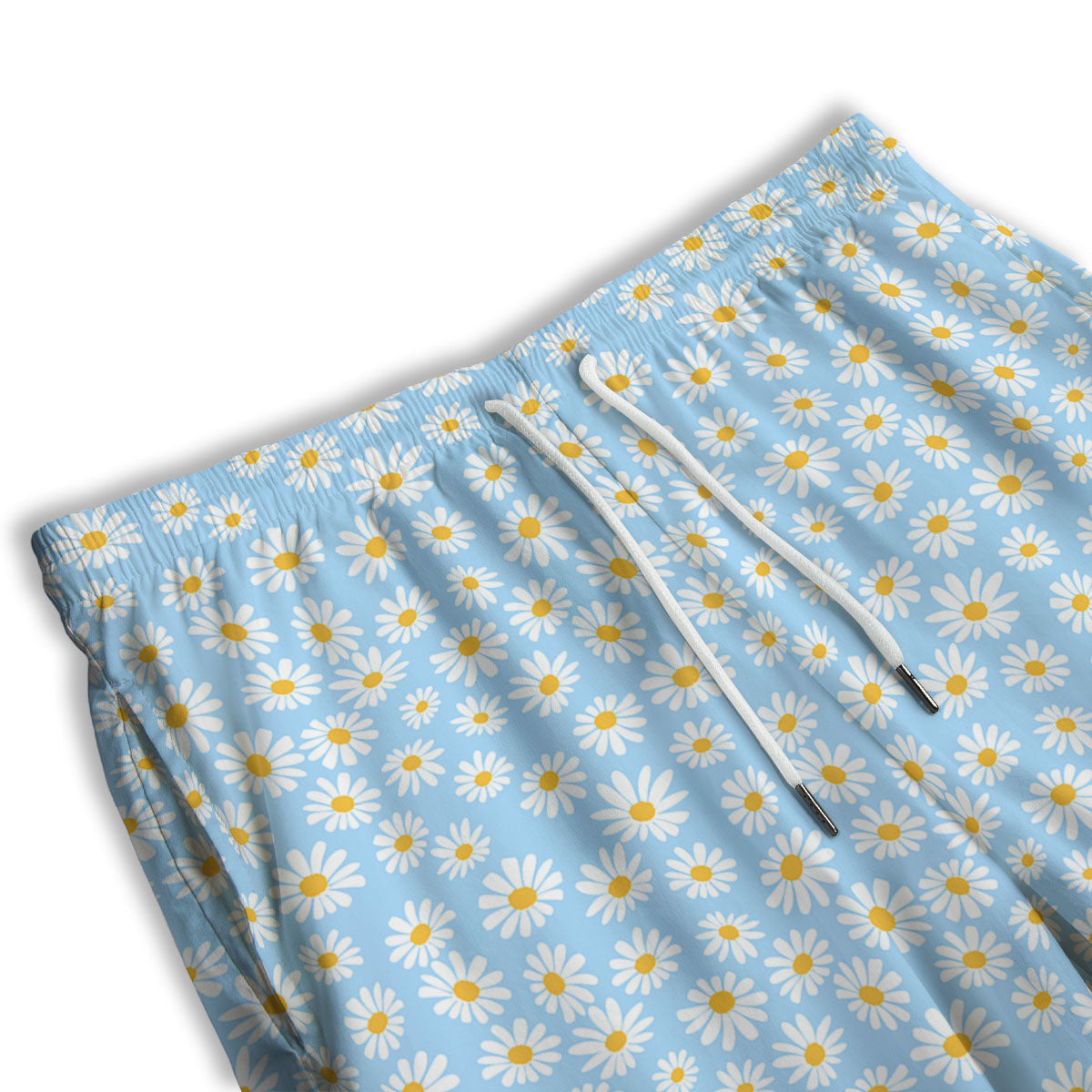 Flower Blue Daisy Print Pattern Men's Athletic Shorts