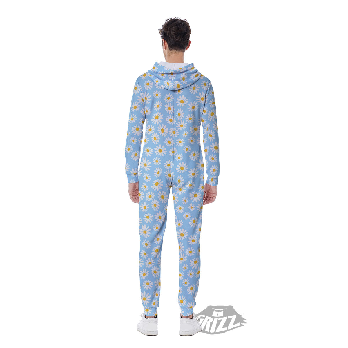 Flower Blue Daisy Print Pattern Men's Jumpsuit-grizzshop