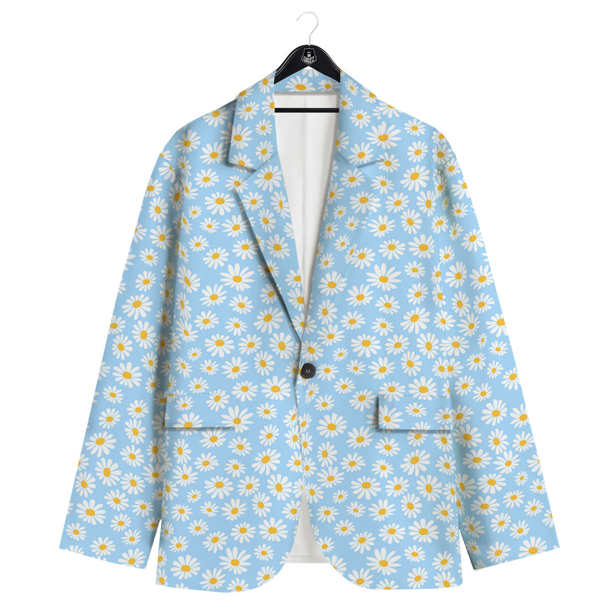 Flower Blue Daisy Print Pattern Men's Sport Coat-grizzshop