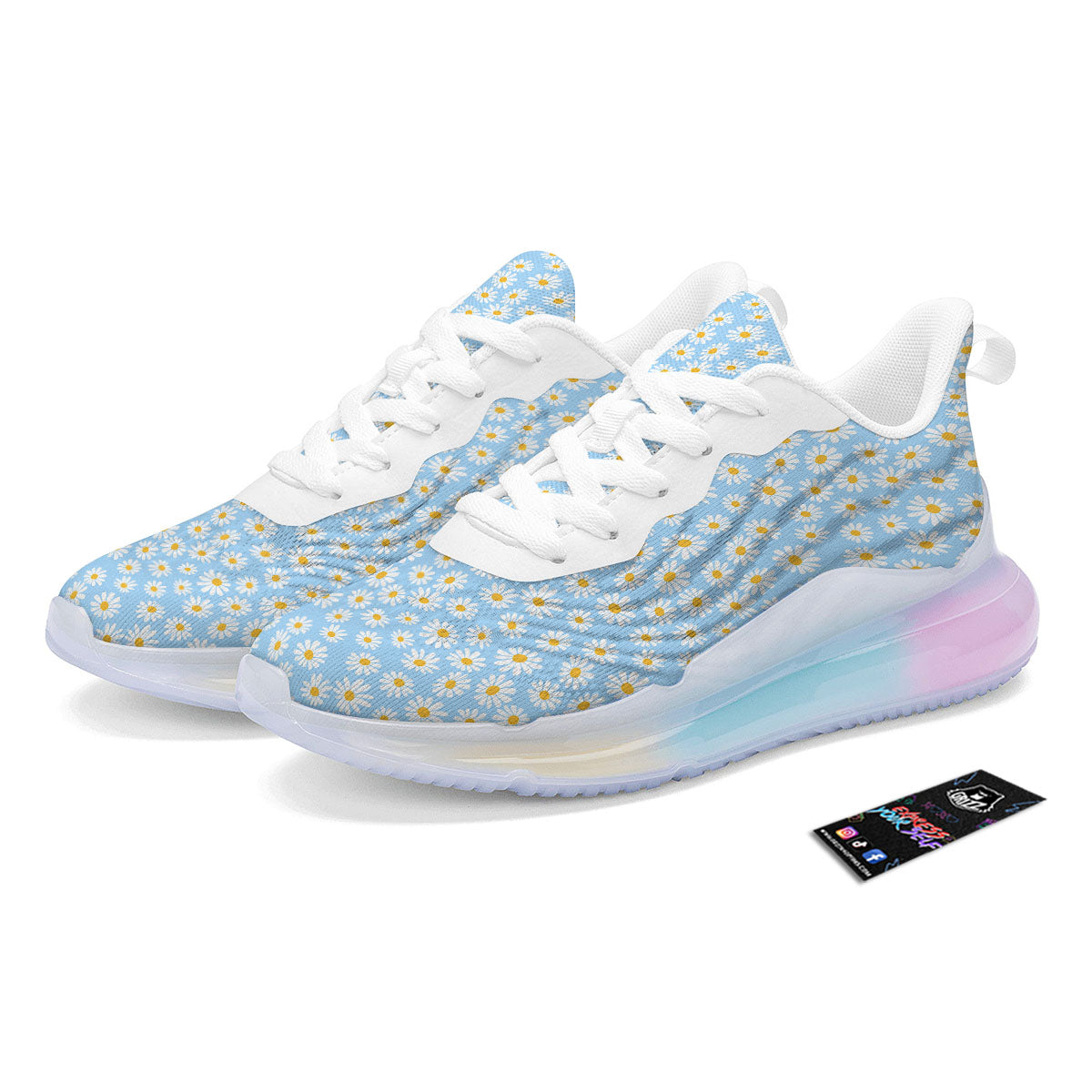Flower Blue Daisy Print Pattern Running Sneakers-grizzshop