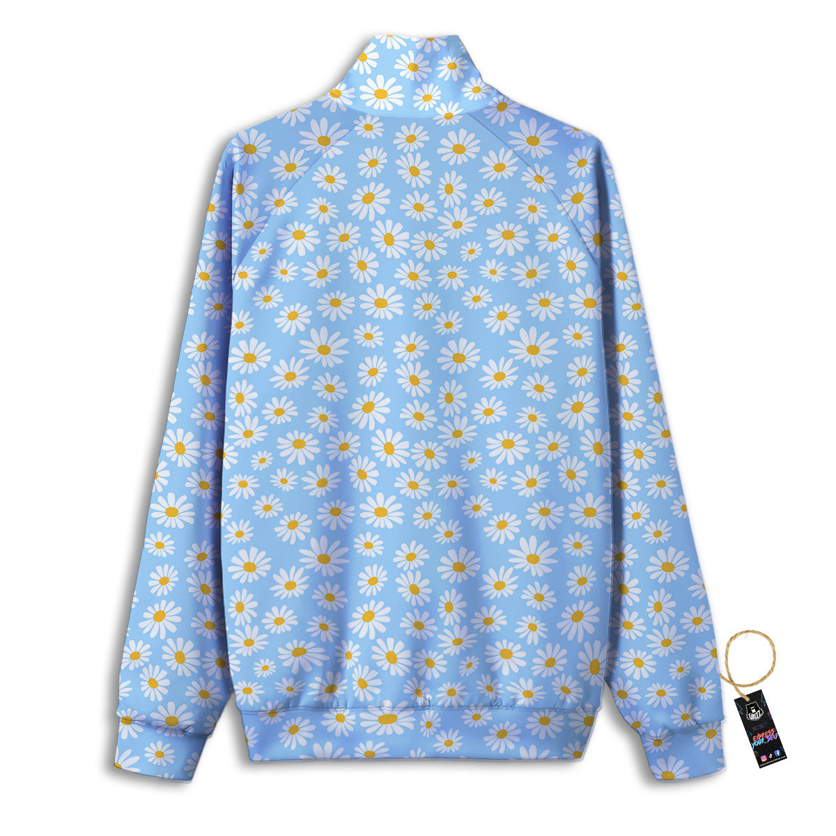 Flower Blue Daisy Print Pattern Track Jacket-grizzshop