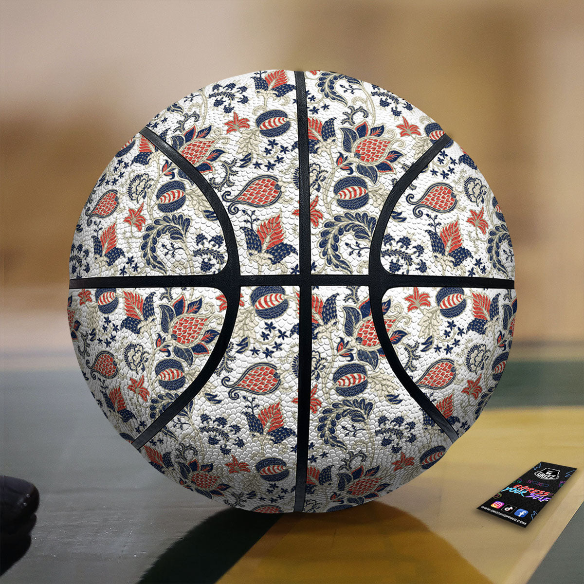 Flower Boho Paisley Print Pattern Basketball-grizzshop
