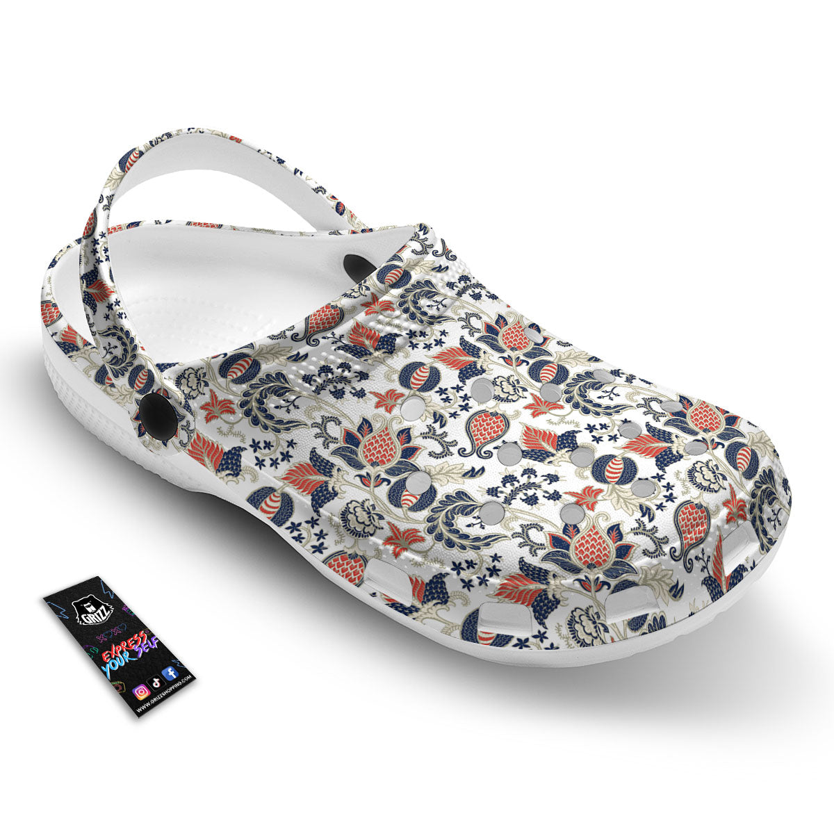 Flower Boho Paisley Print Pattern Clog-grizzshop